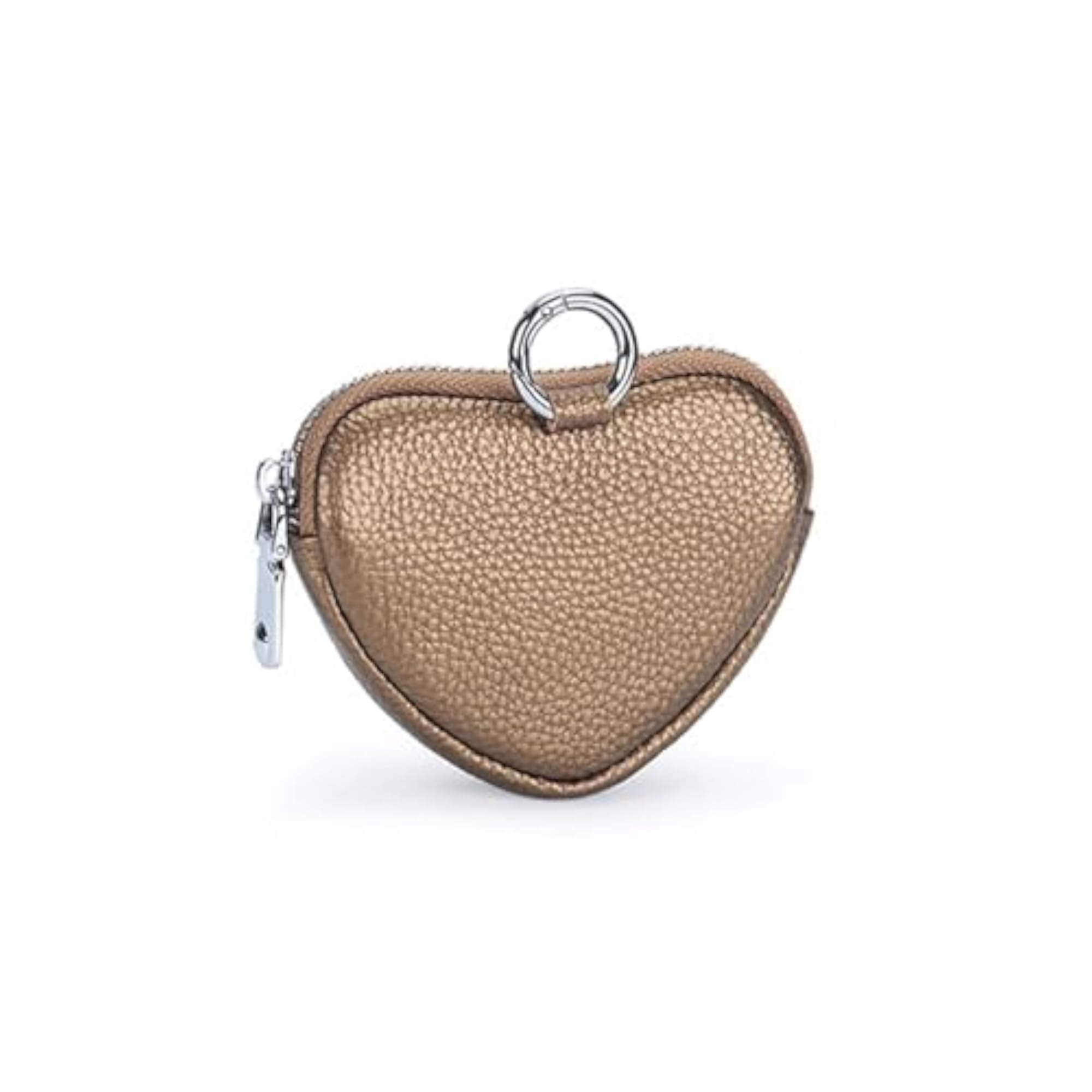Leather Zipper Coin Purse, Heart Shaped Wallet